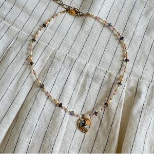 Vintage Michal Golan Beaded Heart Necklace